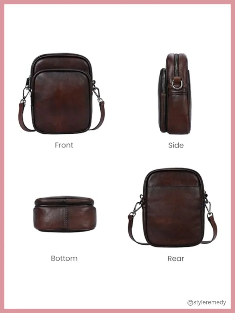 Genuine Leather RFID Crossbody Bag for Women Anti-Theft 2 Straps Adjustable